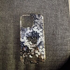 kate spade Clear Floral Phone Case in Black & White